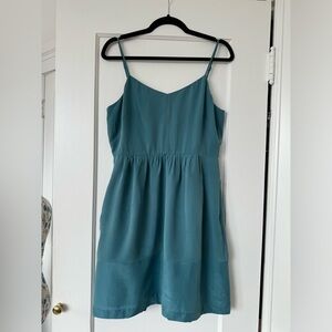 Madewell teal silk dress